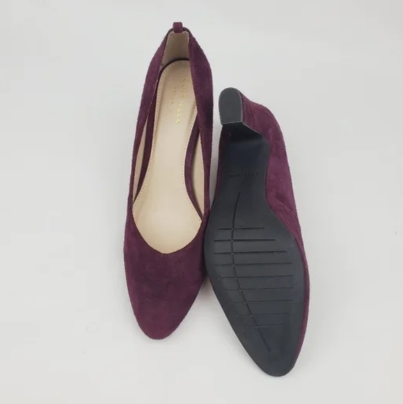 Cole Haan Grand O.S Burgundy suede chunky heel pumps size 7B - Picture 4 of 7